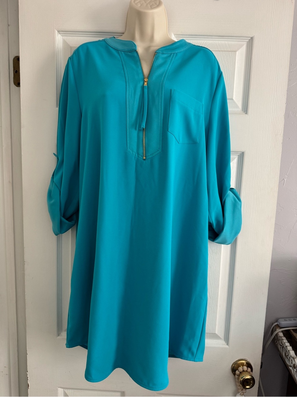 Trina Turk Turquoise Zip-Front Mini Dress